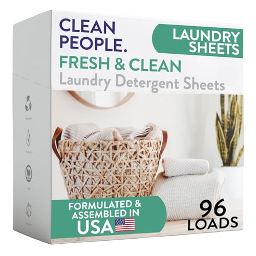 The Clean People Laundry Detergent Sheets - Laundry Soap - Ultra Concentrated, Recyclable Packaging, Stain Fighting - Fresh Scent, 96 Pack