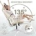 Ergonomic Office Chair with Footrest, High Back Computer Office Chair with Dynamic Lumbar Support, 2D Headrest, 2D Armrest, Sponge Seat, Mesh Home Office Desk Chair for Adults, Cream