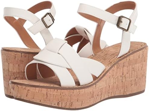 WHITE MOUNTAIN Shoes Simple Women's Platform Wedge Sandal, White/Burn/Smooth, 9 M | Image 6