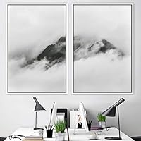 2 Piece Framed Canvas Wall Art Foggy Scenery Canvas Prints Home Artwork Decoration for Living Room,Bedroom - 16