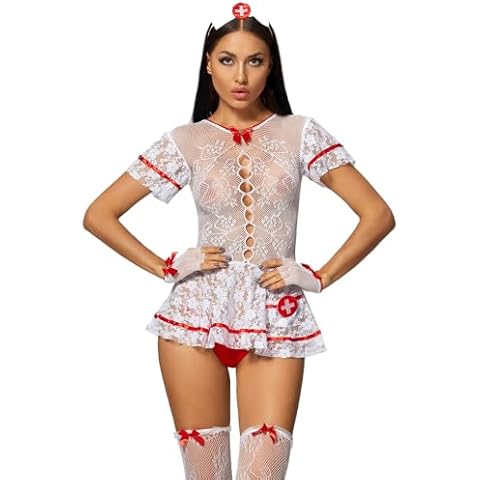 Satohom Sexy Lace Nurse Lingerie Set Cover