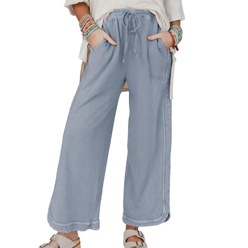 Hixiaohe Women's Casual Wide Leg Sweatpants High Waist Baggy Acid