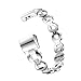 Watch Band for Fitbit Charge 2, Replacement Band Metal Bracelet Adjustable Fitbit Charge 2 Bands with Rhinestone (Silver with White)