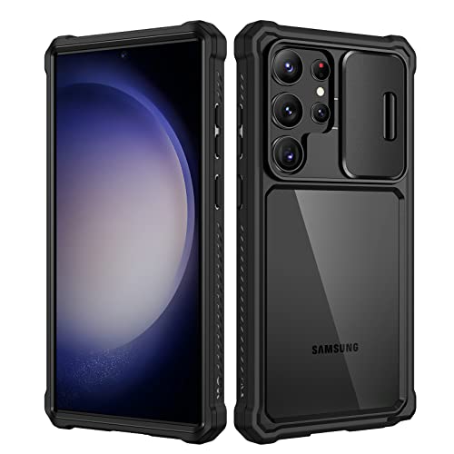 Ruky Camera Case For Galaxy S23 Ultra 5G 6.8" - Military-Grade Shockproof Rugged Protection, Black #TOP4