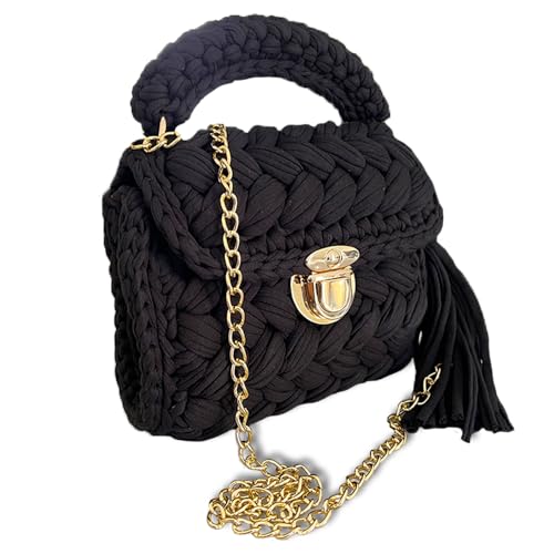 Image of Evening Clutch Bag for Women, Handmade Crochet Wedding Party Purse, Small Flap Formal Crossbody Handbag Evening Clutch