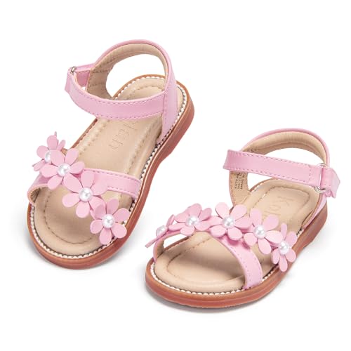 Image of Kolan Toddler Girl Sandals Open Toe Flat Princess Dress Shoes Little Kids