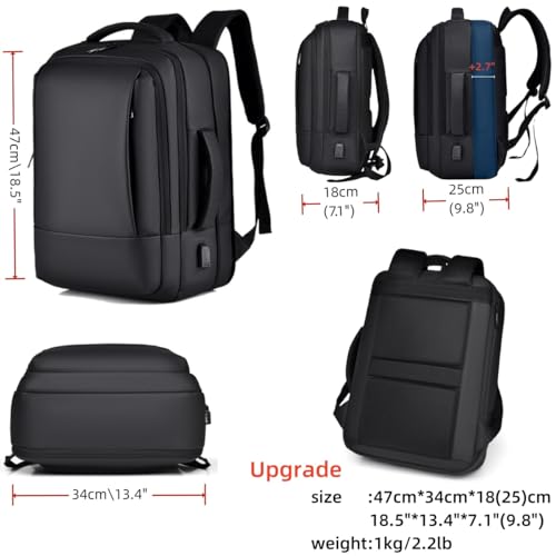 ORILOOSEN 17/15.6" Business laptop backpack, PU Travel backpack,carry on backpack, Expandable laptop backpack Women Men,college backpack (02#updated, Black) by ORILOOSEN - Used condition - Image 2