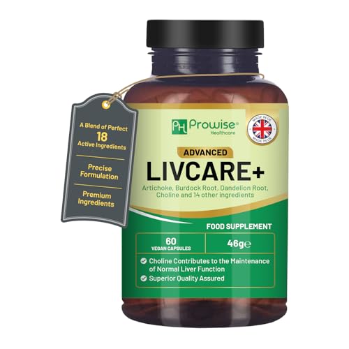 Advanced Livcare+ 60 Capsules | Added with Choline Artichoke Burdock Root Dandelion Root and 14 Other Active Ingredients | Liver Cleanse Detox and Repair for Men and Women by Prowise