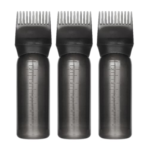 FRCOLOR Pack of 3 Root Bottle Applicator for Hair Hair Care Applicator Bottle Root Bottle Comb Hair Dye Bottle Comb for Hair Dye Bottles Hair Oil Bottle Black