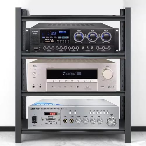 Supporto audio a 3 livelli, ripiani regolabili in altezza per rack HiFi, supporto multimediale AV, supporto per giradischi aperto, armadio per componenti stereo