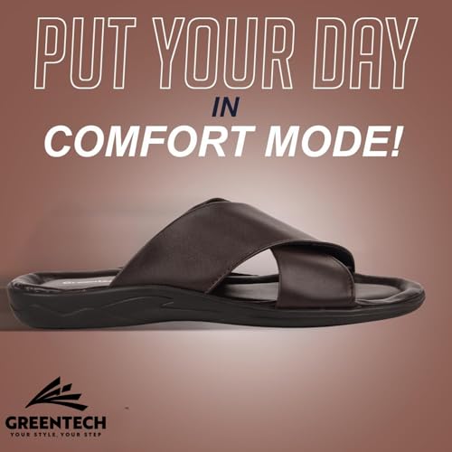 Image of Greentech's The Minimals Cross Strap Casual Sandals /Slippers for Men | Lightweight, Durable and Flexible Sandals | PU Double Strap I Cushioned Insole I Comfortable I