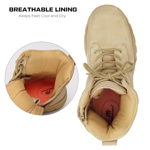 maelstrom men39s tactical work boots with side zipper  lightweight leather military style comfortable durable and breathable for outdoors