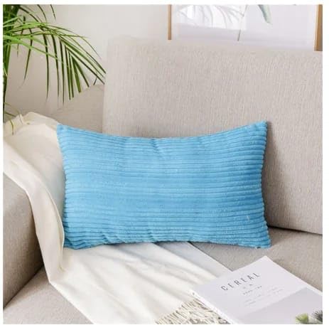 Image of Guffaw Corduroy Rectangular Cushion Covers, Size 12x18, Pack of 2, Multiple Colors (2, Blue)