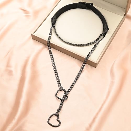 MIFYNN Heart Slip Chain Necklace for Women Men Punk Gothic Collar Choker (Black leather) by MIFYNN - Used condition - Image 5