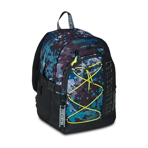 Mitama Zaino Triplo Scomparto Desert Blue con Tasca porta PC, Nero e Blu, Scuola Elementare e Tempo Libero, Bambino...