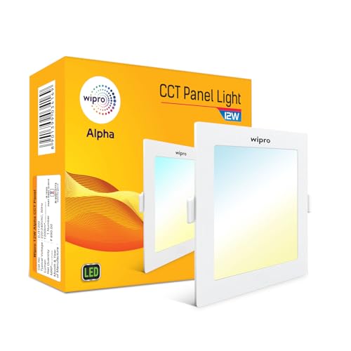 Image of wipro 12w Square LED Alpha Panel | 3 in 1 (Colour Changing)(Cool Day White /Neutral White /Warm White) | Recessed Down Light for False Ceiling | Cutout - 125mm | Pack of 1