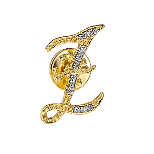 Initial Letter Brooch Pin Small Lapel Pin Tie Tack Name Personalized Gifts for Women Men Gold Z
