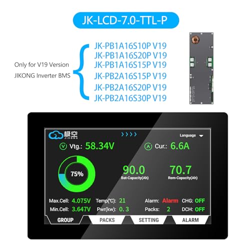 Image of JKBMS 7 Inch LCD Display Screen for PB Series Version V19 Home Energy Storage Inverter (LCD-7.0-TTL-P)