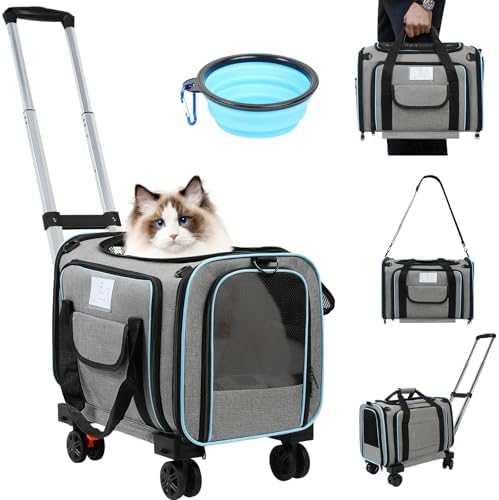 Pet Carrier Airline Approved, Expandable Pet Cat Carriers with Wh...