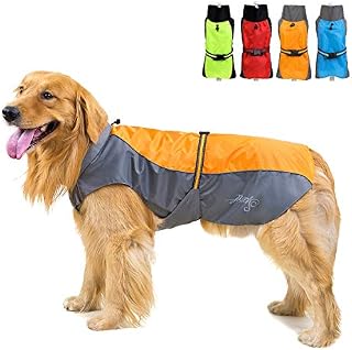 Zunea Waterproof Dog Raincoats for Medium Large Dogs Lightweight Reflective Jacket Safty Coat Windproof Mesh Lined Vest Clothes Outdoor Hunting Hiking Apparel for Wet Days Green 3XL