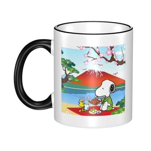 スヌーピー マグカップ 保温・保冷 電子レンジ対応 コーヒーカップ 陶器 セラミック 耐高温 軽量 個性人気 誕生日プレゼント大容量 Black