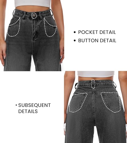 Women High Waist Wide Leg Jeans Boyfriends Stretch Long Trousers Denim Pants3