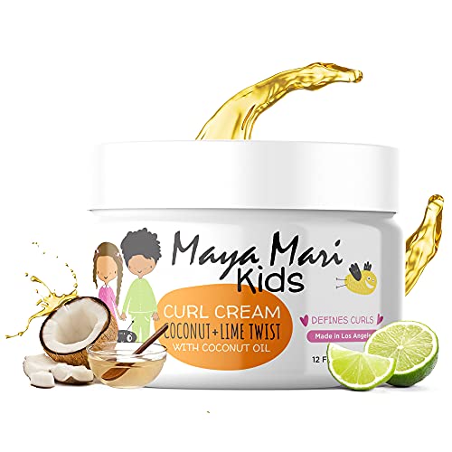 MAYA MARI Kids Curl Cream Defining Cream with Coconut Oil for Toddlers and Babies Tames Frizz on Curly Coily and Wavy Hair Coconut Lime Twist Paraben Free 12 oz