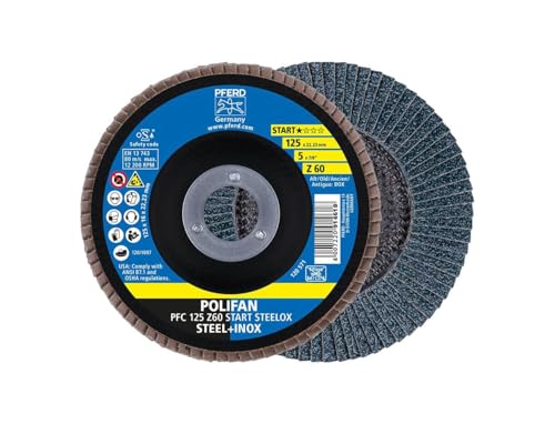 PFERD TOOLS POLIFAN-Z-BOX – 10 x Fächerscheibe 125mm, Z60, 22,23 mm Bohrung, 69300935 – für...