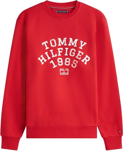 Tommy Hilfiger Herren Sweatshirt Archive mit Rundhalsausschnitt, Rot (Medium Red), S – Ansicht 6