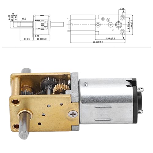 Gear Motor, Brass Electric Speed Reduction Dual End Output Shaft Worm Reducer Brushed Torsion for Machine (DC3V 30RPM)