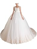  Lactraum HS1027 Robe de mariée de grossesse en organza avec strass et paillettes à lacets et traîne, Blanc., Maßanfertigung