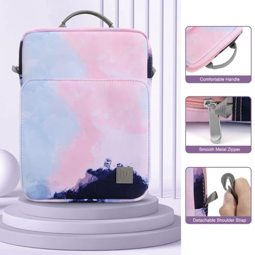 Image of Dadanism 9-11 inch Tablet Sleeve Shoulder Bag Carrying Case with Handle for iPad 9 /8 /7th 10.2, iPad Pro 11 M4 M2, iPad Air 11 inch, iPad Air 5 /4 10.9, iPad 10th Gen 10.9, Galaxy Tab A9+ /S9 FE, Blue-Pink