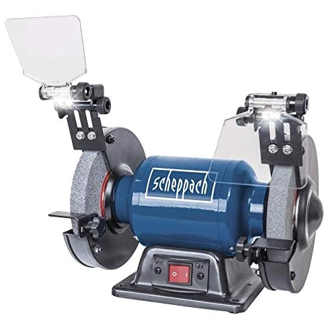 Scheppach Schleifgerät/Doppelschleifer SM150L | Schruppscheibe, Schlichtscheibe, Schleifstein | 400 W Leistung | Bohrung Durchmesser : 150/12,7 mm Cover