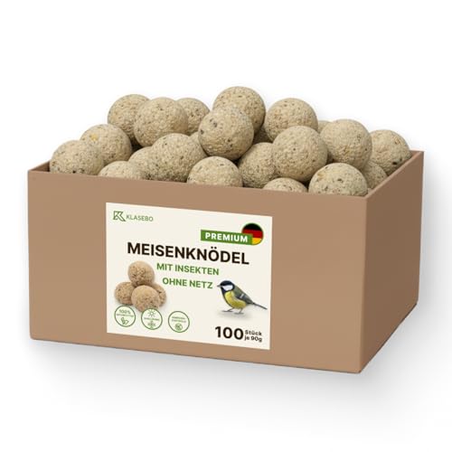 Premium Meisenknödel mit Insekten, 100 Stück (9kg) – Ganzjähriges Wildvogelfutter, Natürliche Zutaten, Ganzjährige Fütterung, Körnerfresser Delikatesse