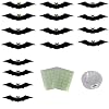 Dusehu 2 stuks hangende vleermuizen voor Halloween, hangende vleermuizen, lichtgevende decoraties voor Halloween, 16 stuks/set, hangende feestdecoratie creëert feestelijke sfeer, ornament voor muur, deur en raam