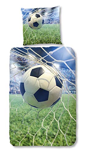 Traumschloss Bettwäsche Kinder »Renforcé« 100% Baumwolle | Reißverschluss | 135x200 & 80x80 | Fußball Cover