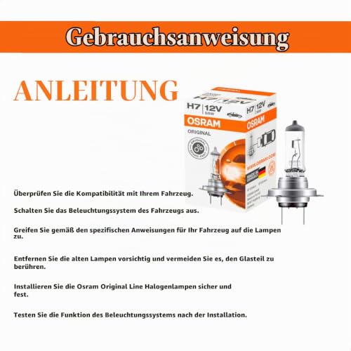 Osram ORIGINAL H7, Halogen-Scheinwerferlampe, 64210, 12V PKW, Faltschachtel (1 Stück), 4er Packung – Ansicht 4