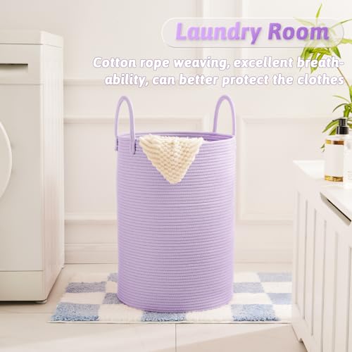 Image of Artfeel Laundry Basket,Woven Cotton Rope Laundry Hamper,100L for Decorative Storage of Dirty Clothes,Toys and Blankets in Bathroom,Baby Room and Living Room