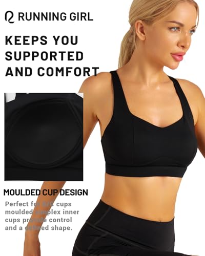 RUNNING GIRL Sports Bras for Women, Medium Support Molded Cup Sports Bras with Sewn in Pads Strappy Workout Yoga Bra 5