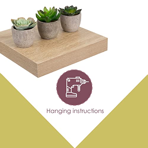 Home Basics Rectangle Wood Organizer Space Saving Floating Shelf (Oak, 9") #TOP4