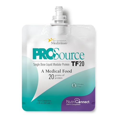 Medtrition NutriConnect ProSource TF20 ENFit Compatible Modular Protein Supplement for Tube Feeding 20g Liquid Protein in 60mL Pouch Supports Aspen Guidelines & ICU Nutrition