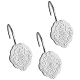 Creative Scents Shower Curtain Hooks - Set of 12 Shower Rings for Bathroom Shower Curtain Rod - 100% Rust Proof- Vintage White Collection (White)