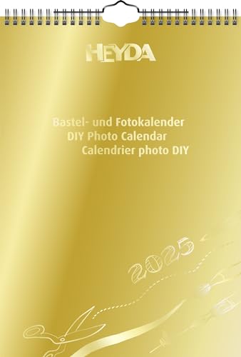 Heyda Bastel- und Fotokalender jahresgebunden (2025), 1 Blatt = 1 Monat, A4, goldfarben