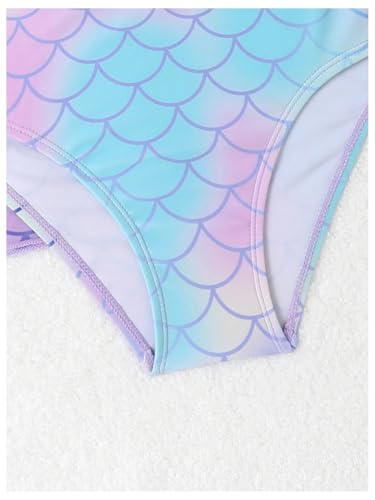 MakeMeChic Girl's 3 Piece Bikini Set Frill Trim Backless Bathing Suit Swimsuit with Cover Up4