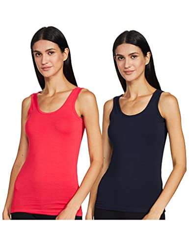 Image of Longies Women's Sleeveless Camisole (LWSLTPO2V001 Tomato & Navy blue12 S)