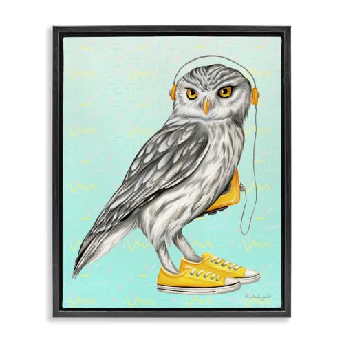 Owl Sneakers Headphones Retro, 17 x 21 Inch Canvas in Floater Frame