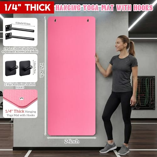 Image of Briwooody Hanging Yoga Mat, Exercise Mat Non Slip Thick for Women and Men, Tear-resistant Fitness Pad with Reinforced Holes for Home Gym, Yoga, Pilates,stretching