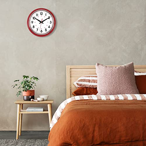 Lumuasky Red Wall Clock Battery Operated 12 Inch Retro Silent Non-Ticking Round Classic Decorative Clock For Kitchen Living Room Bedroom Office #TOP5