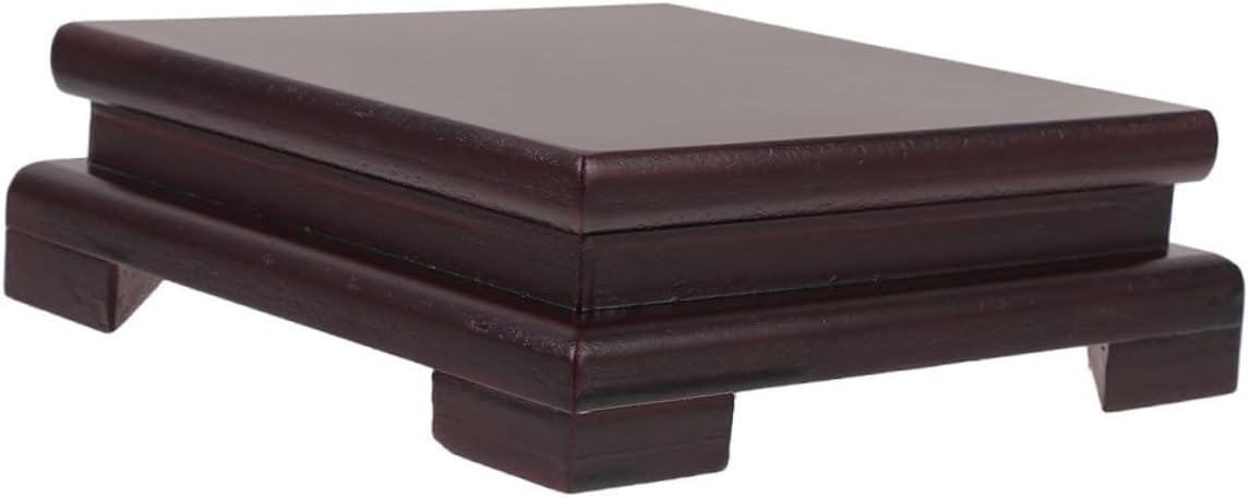 Ciieeo Wooden Plant Riser Stand Square Base 23cm Red Mdf Solid Wood Plant Holder Indoor Bonsai Display Rack for Vase Fishbowl Flower Pot