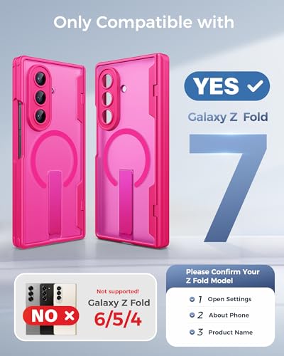 Image of SSLOTSCASE Magnetic for Samsung Galaxy Z Fold 7 Case with Screen Protector, Stand & Hinge Protection & Raised Edges for Camera Protection, Multifunctional Rugged Phone Cover for Fold 7 5G 2025, Pink